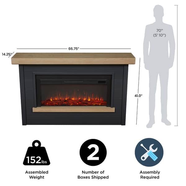 dimension image slide 0 of 4, Real Flame Bernice Electric Landscape Fireplace 67"