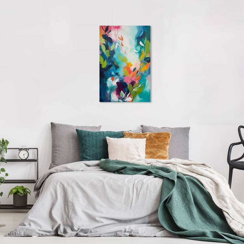 Wynwood Studio Abstract After Butterflies Flight Blue and Teal Modern & Contemporary Wall Art Canvas Print - 24 x 16