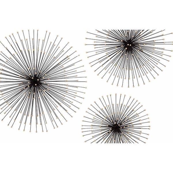 Shop 3 Piece Black Gold Finish Metal Sea Urchin Wall Sculpture