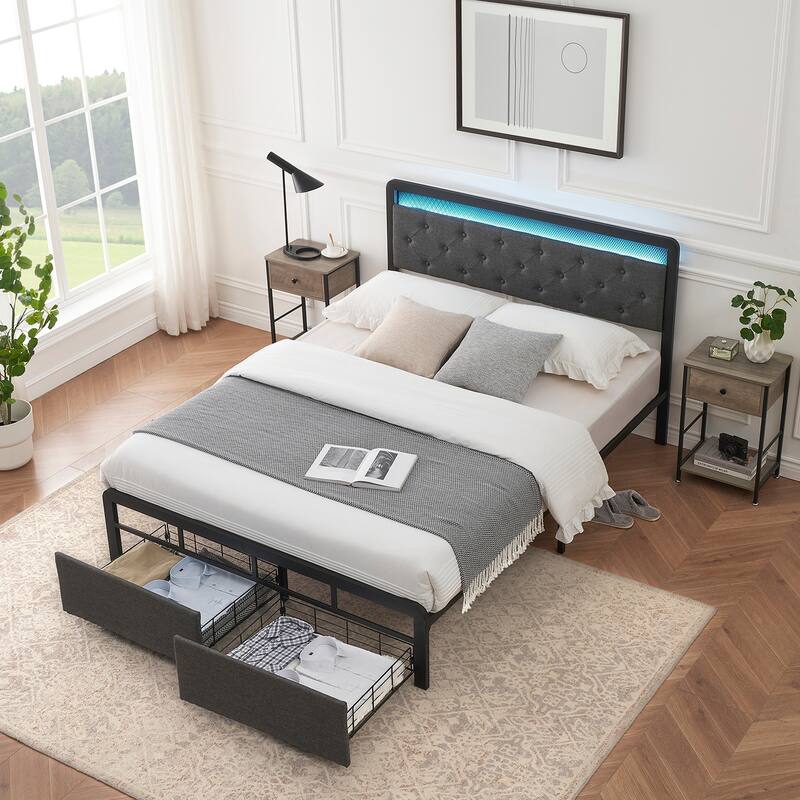 Bed Frame with 2 Storage Drawers