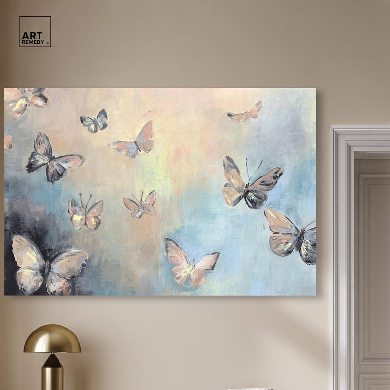 Textured Butterflies I Canvas by Art Remedy, Gallery Wrapped