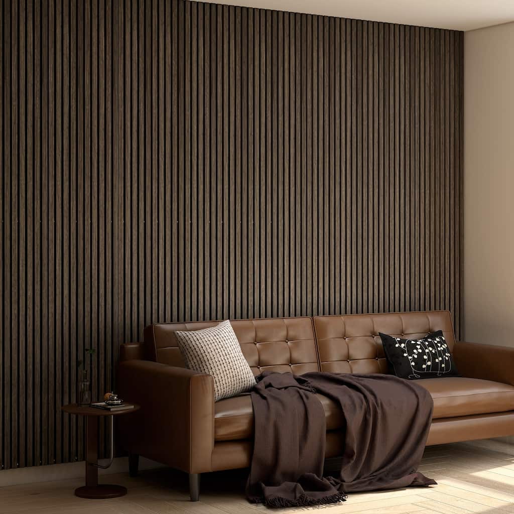 HOMCOM 4 Pack 3D Acoustic Panels, 95" x 8" Soundproof Wood Panels for Wall, Slat Wall Paneling for Home Theater, Studio