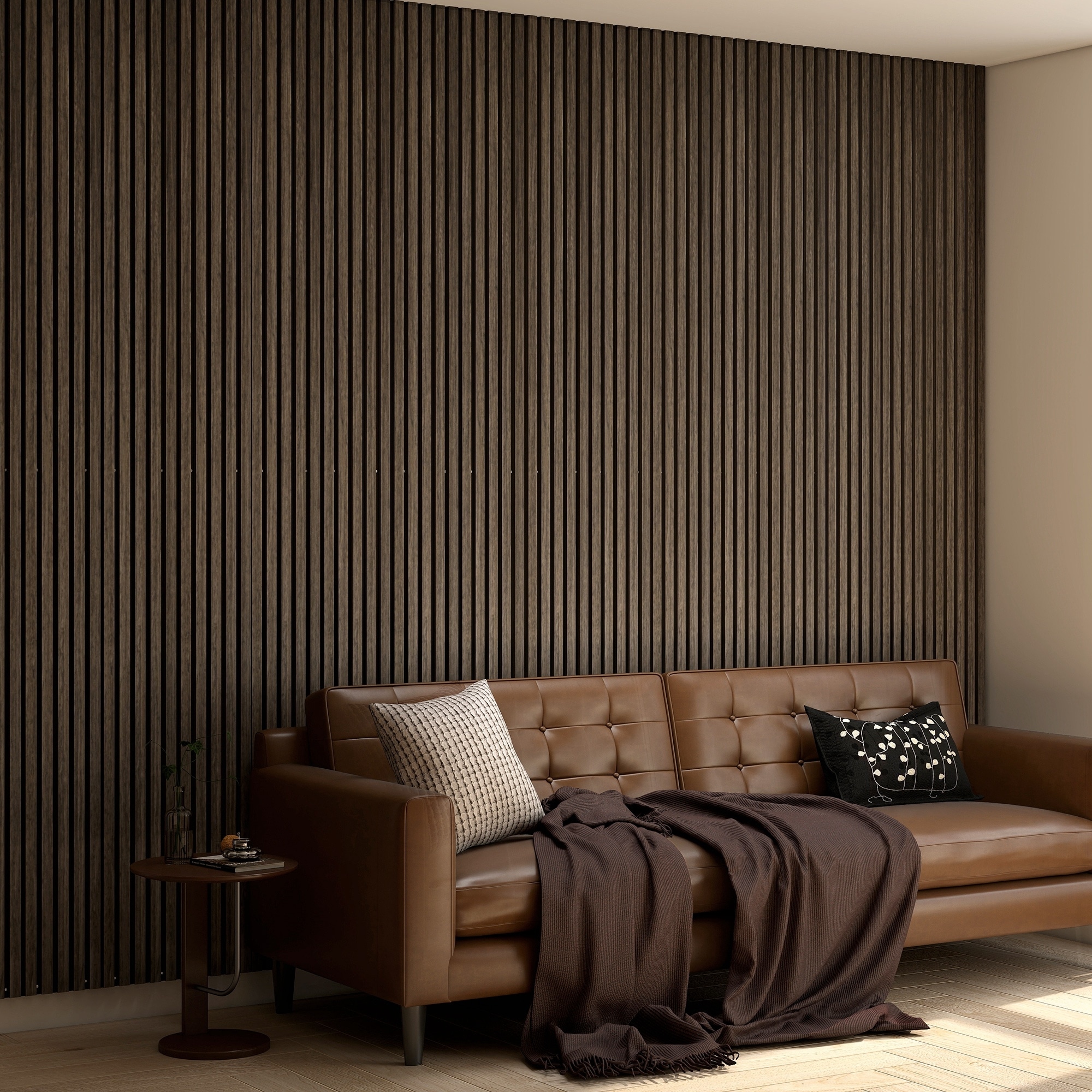 HOMCOM 4 Pack 3D Acoustic Panels, 95" x 8" Soundproof Wood Panels for Wall, Slat Wall Paneling for Home Theater, Studio