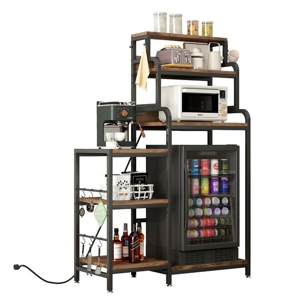 Multifunctional 7-Tier Mini Fridge & Microwave Stand with 2 AC/2