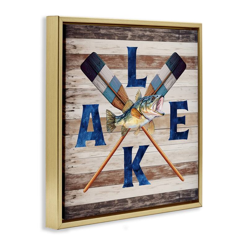 Stupell Rustic Lake Boat Oars Framed Floater Canvas Wall Art Design By Nicole DeCamp