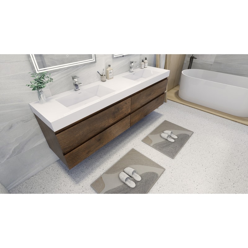 Baillie 84'' Wall-Mounted Vanity with Double Reinforced Acrylic Sink