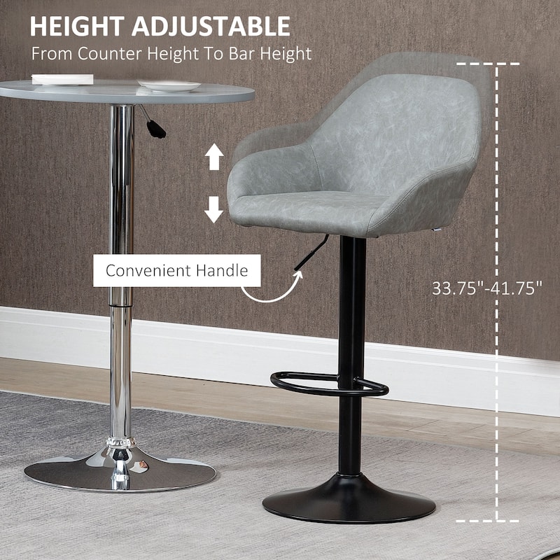 Set of 2 Height Adjustable Velvet Swivel Bar Stools with Steel Frame and Thick Foam Seats for Kitchen