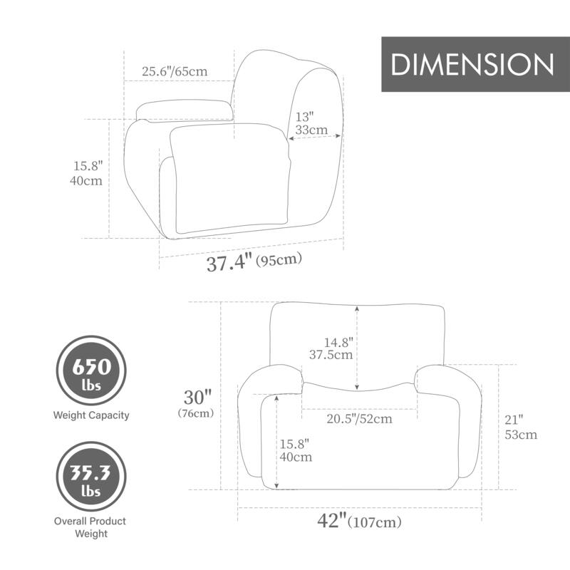 Roomfitters Oversized Chenille Accent Chair, Deep Seat Lounge Armchair Single Sofa for Living Room Bedroom Apartment Dorm