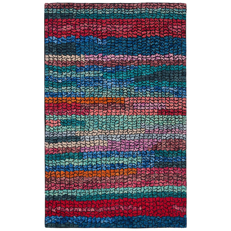 SAFAVIEH Handmade Aspen Christy Bohemian Wool Rug - 7' Square - Navy/Red