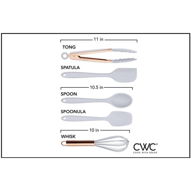 COOK WITH COLOR Silicone Kitchen Utensil Set Nonstick Safe, Easy-Clean Cooking Tools, Aqua