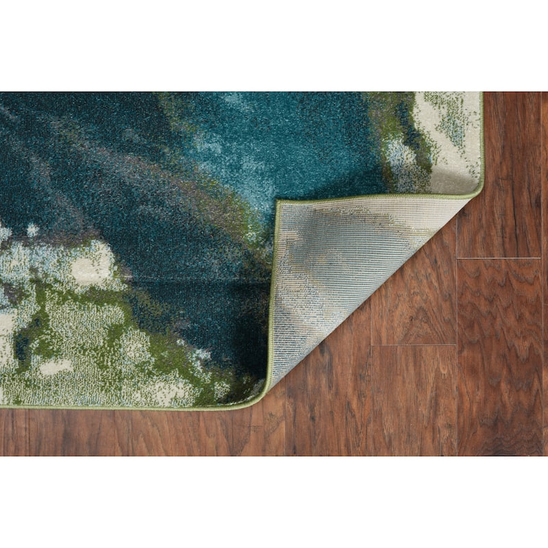 Porch & Den Hamlet Teal Abstract Marbled Rug