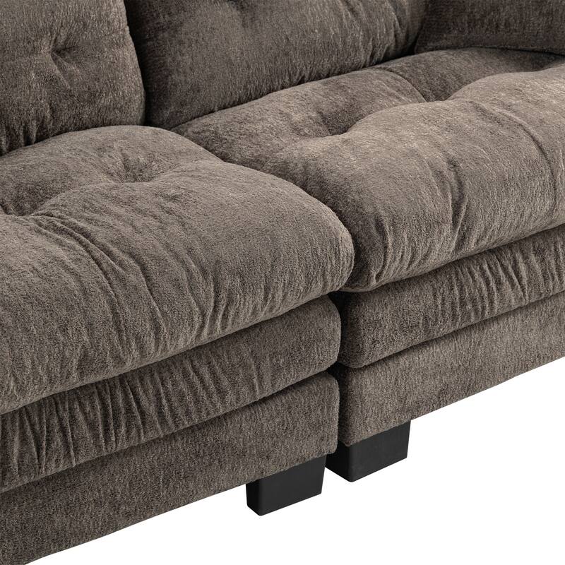 Two-seat Modular Sleeper Sofa, Gray Chenille, for Living Room
