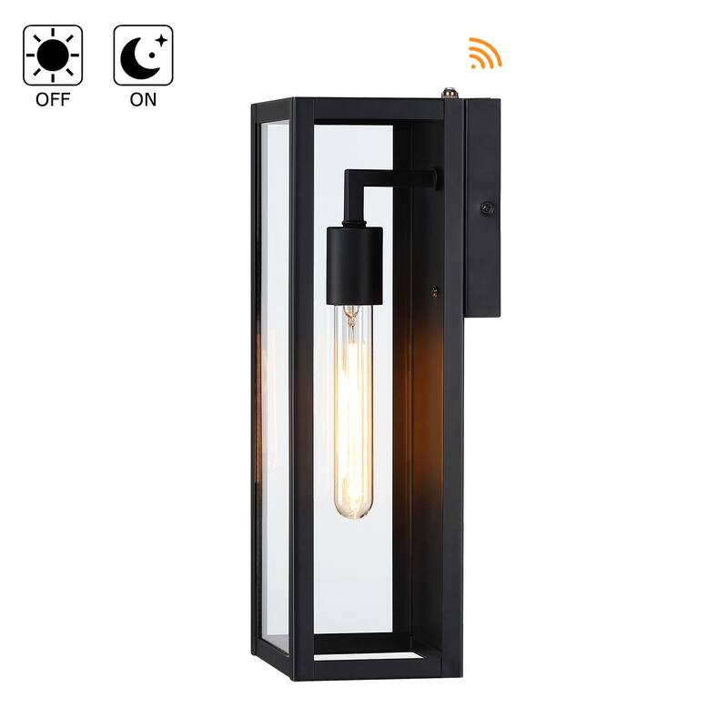 1-Light 12.76in Outdoor Wall Light with Matte Black Finish & Clear glass shade