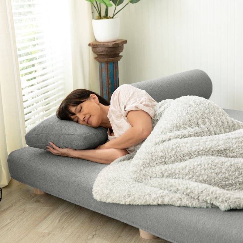 Jaxx Avida Daybed - Fold Out Queen Sleeper - Premium Boucle: Sleek and Modern Lounge for Relaxing and Overnight Guests