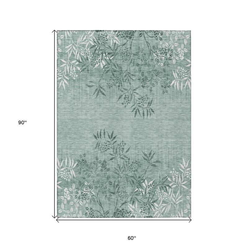 HomeRoots Floral Transitional Rectangle Outdoor Rug