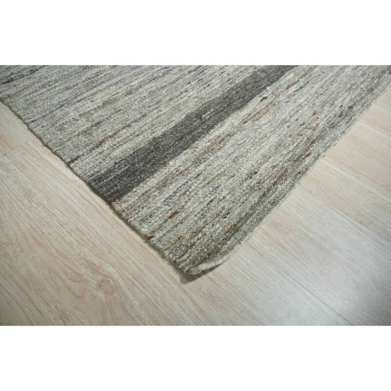 Light Gray Hand-Woven Wool Contemporary Natural Wool Flat Area Rug