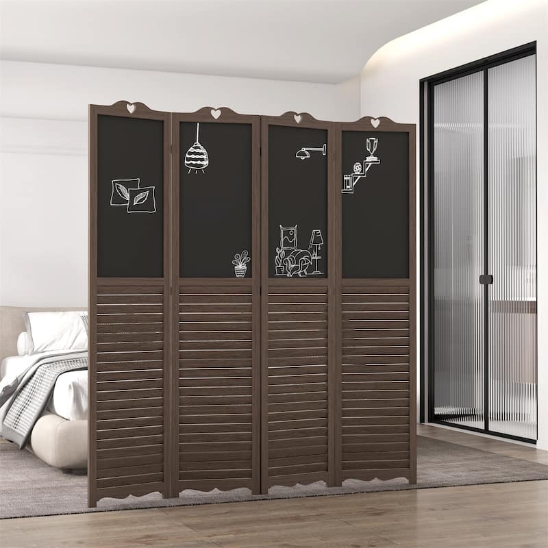 4-Panel Folding Room Divider with Blackboard