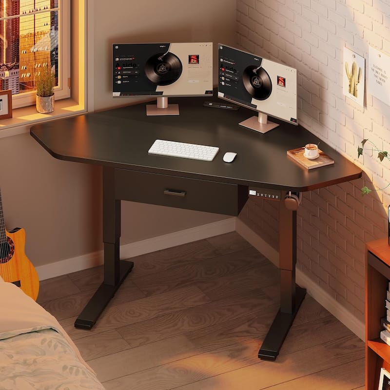 Small Corner Desk Triangle Computer Desk Corner Electric Standing Desk