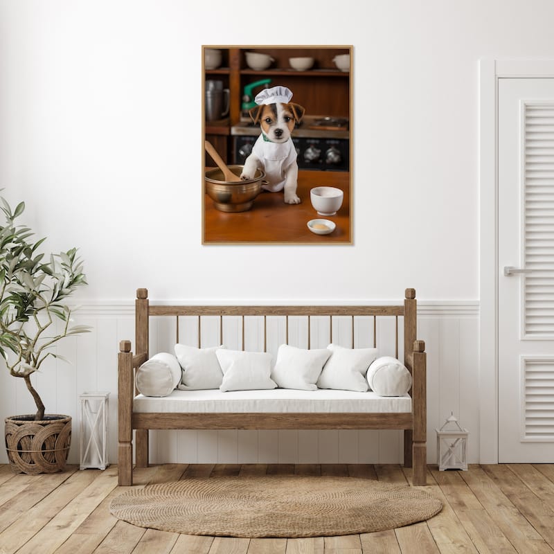 Jack Russell Puppy Chef by Andreas Magnusson Framed Canvas Wall Art