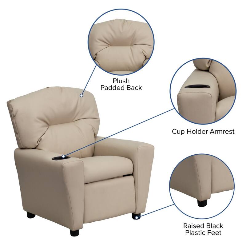 Contemporary Kids Recliner with Cup Holder