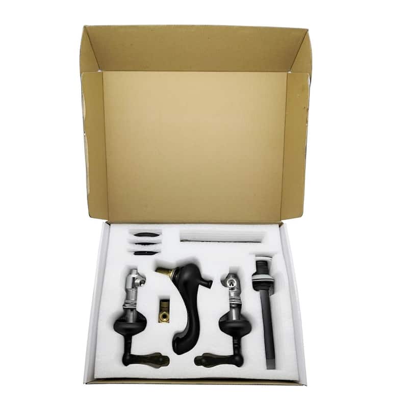 Black Brass Widespread Bathroom Faucet 2 Handle Luxurious Belle Antique Design with Drain Renovators Supply