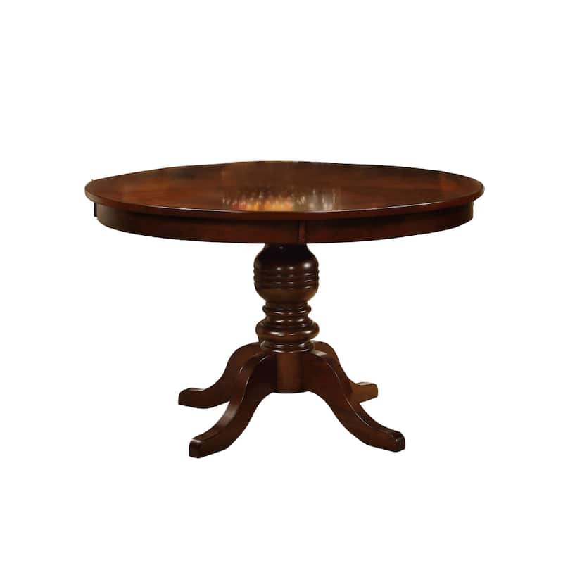 Round Wooden Dining Table with Pedestal Base, Brown
