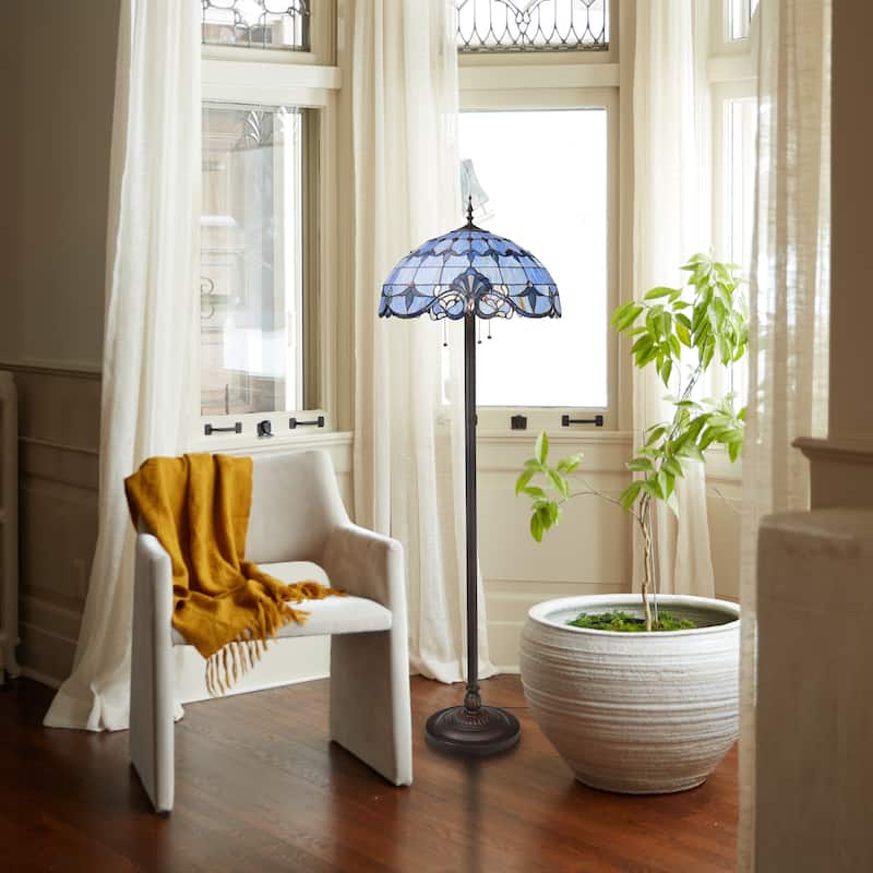 River of Goods Allistar Stained Glass and Resin 3-light 64-inch High Downlight Floor Lamp - 20"L x 20"W x 64"H