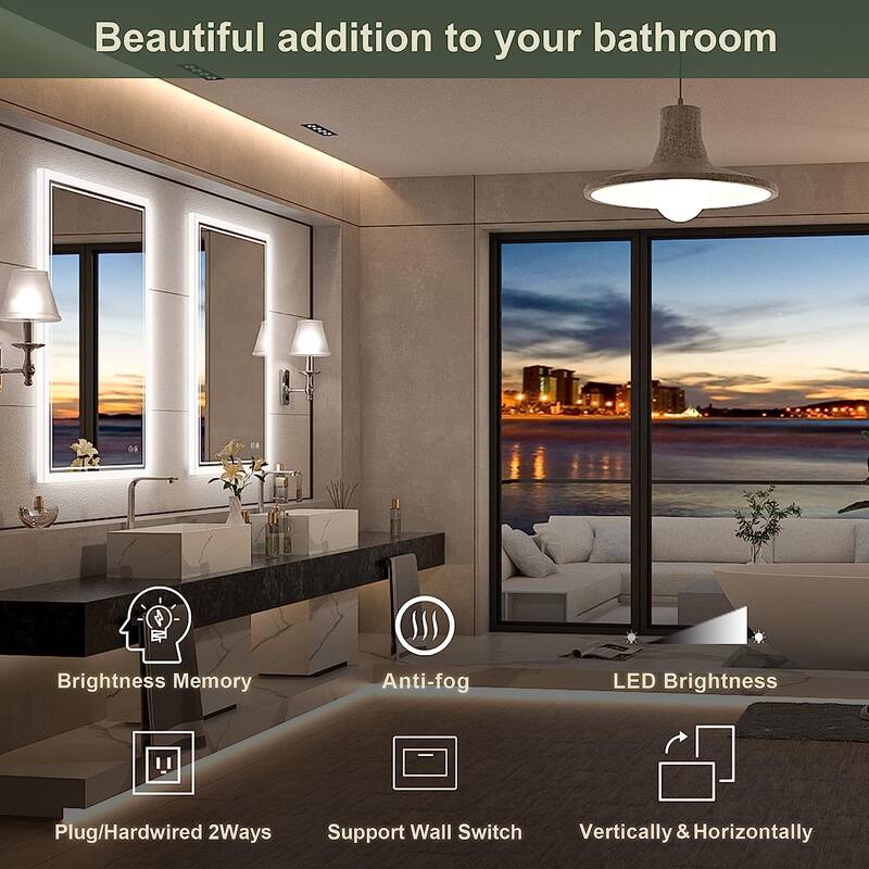 TokeShimi LED Bathroom Vanity Mirror, Anti-Fog Dimmable Wall Mirror