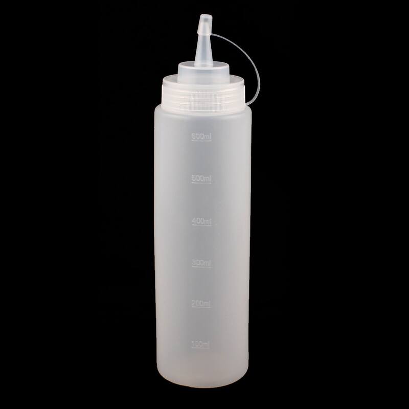 2Pcs 600ml Clear Plastic Squeeze Bottles Condiment Ketchup Mustard Oil Salt - Clear - 600ml