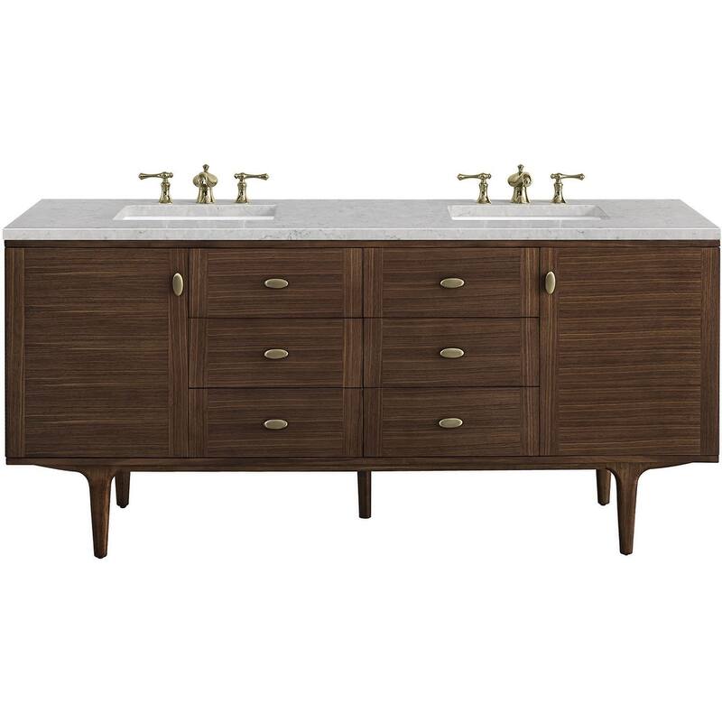 James Martin Vanities 670-V72-FEJP Amberly 72" Wall Mounted or Free - Mid-Century Walnut - Walnut Finish
