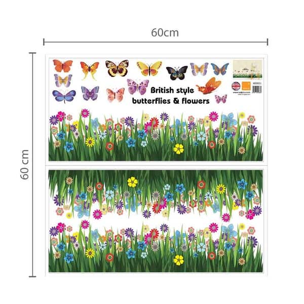 dimension image slide 0 of 3, Walplus Lady Bird Colorful Butterfly Grass Wall Sticker Nursery Decor