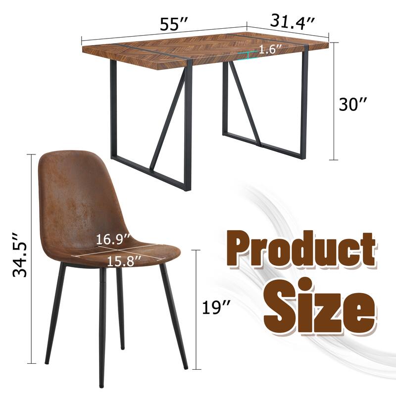 Kitchen Dining Table Set for 4 with 4 Dining Chairs, 5 Piece Modern Wood Table and Chairs Set for Kitchen, Living Room