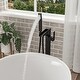 preview thumbnail 12 of 16, Freestanding Bathtub Faucet Waterfall Tub Filler Brushed Nickel Floor Mount Brass Bathroom Faucets with Hand Shower