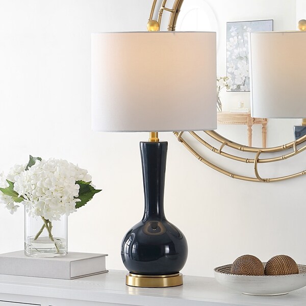 SAFAVIEH Lighting 27 inch Gaetna Glass Table Lamp 13 x 13 x 27 On Sale Bed Bath Beyond 32201311