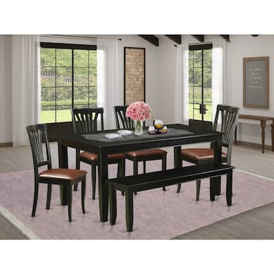 Dining Set 6 Piece - Table & 4 Chairs Bench - Asian Hardwood Dinette Set