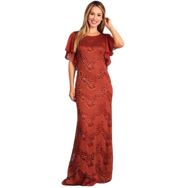 rust evening gown