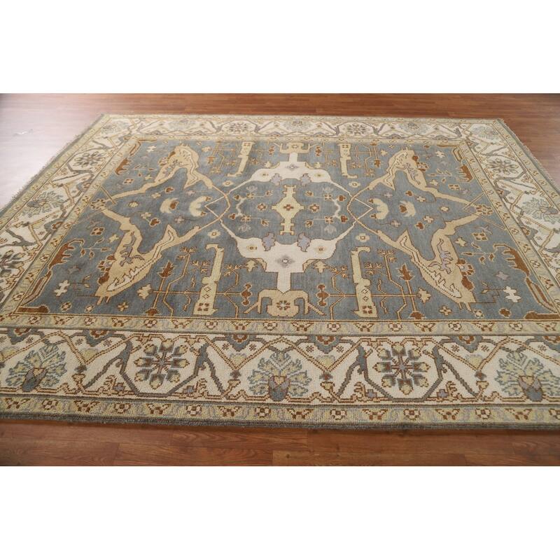 Gray Oushak Oriental Area Rug Handmade Wool Carpet - 7'11"x 9'8"