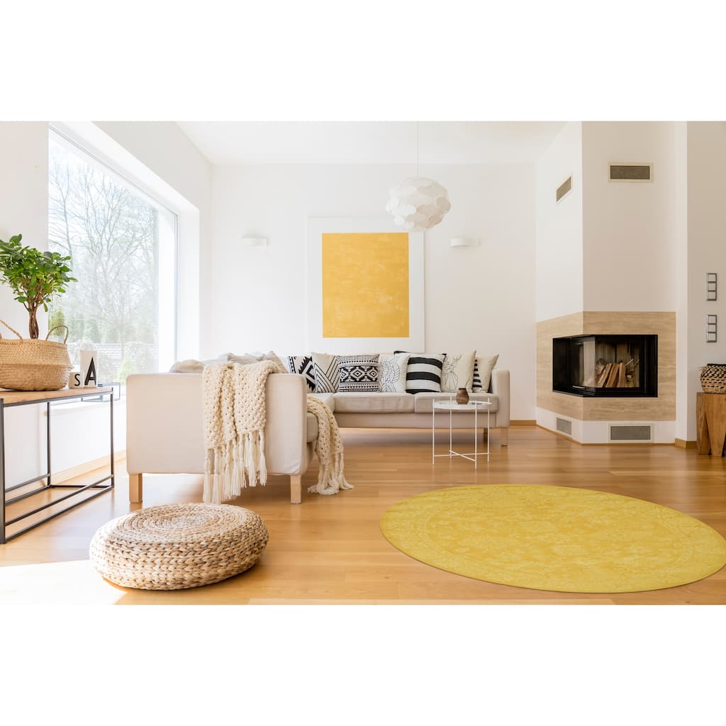 Hand-tufted Wool Yellow Traditional Oriental Overdyed Rug
