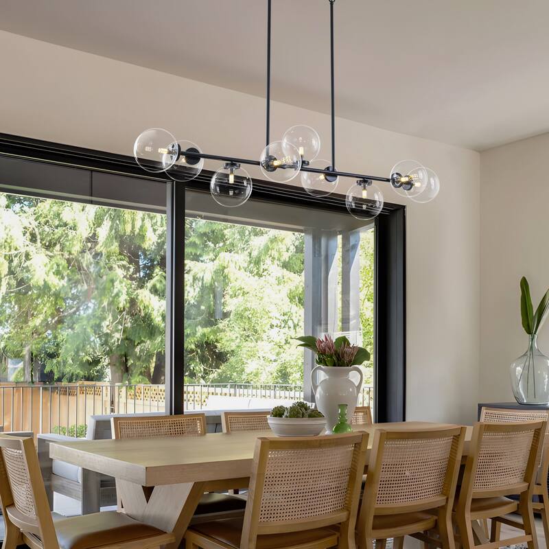 Starsky 9-Light Kitchen Island Linear Chandelier with Globe Bubble