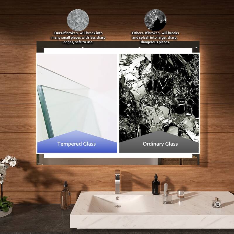 QuivaraView LED lights Frameless Wall Mounted Bathroom Vanity Mirror