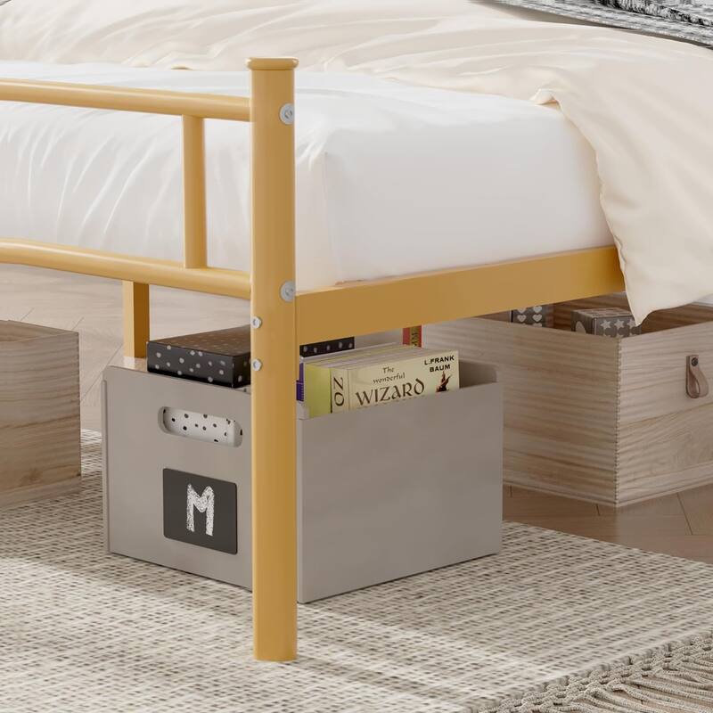 VECELO Metal Platform Bed Frame with Headboard & Footboard, Steel Slats Mattress Foundation, No Box Spring Needed