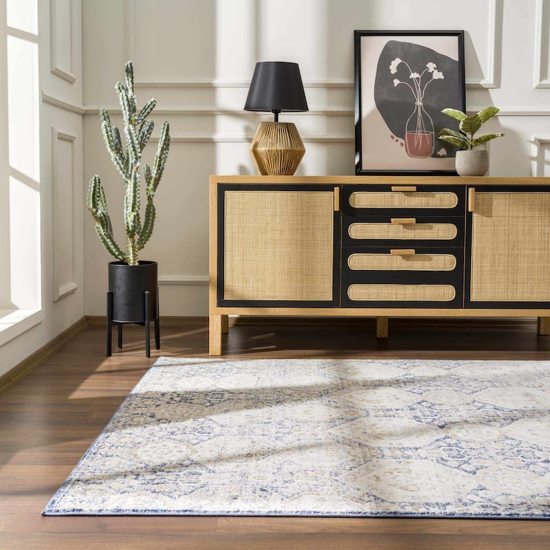 Hauteloom Bluffs Living Room, Bedroom Area Rug - Beige, Denim, Gray - 2' x 2'11"
