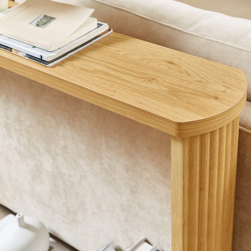 70.1"corrugated texture storage table for entranceways, narrow wooden console sofa table