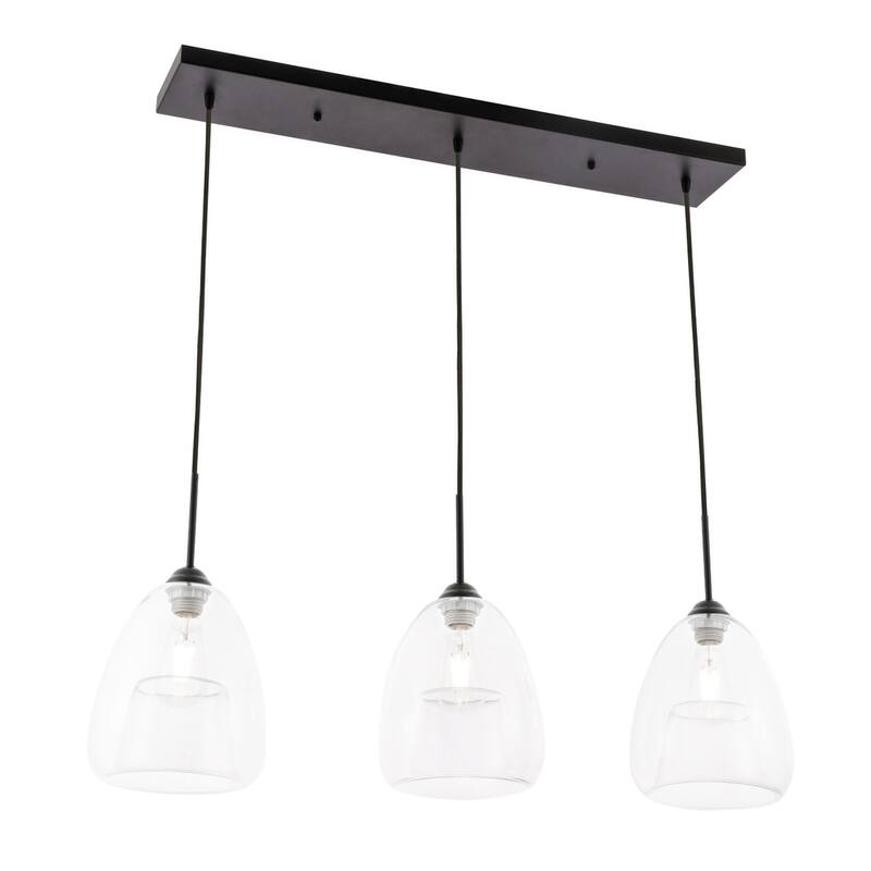 Elise 36-Inch 3-Light Clear Pendant - Black