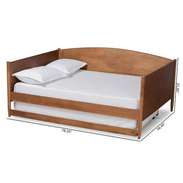 Veles Modern Ash Walnut Finished Wood Full Size Daybed with Trundle