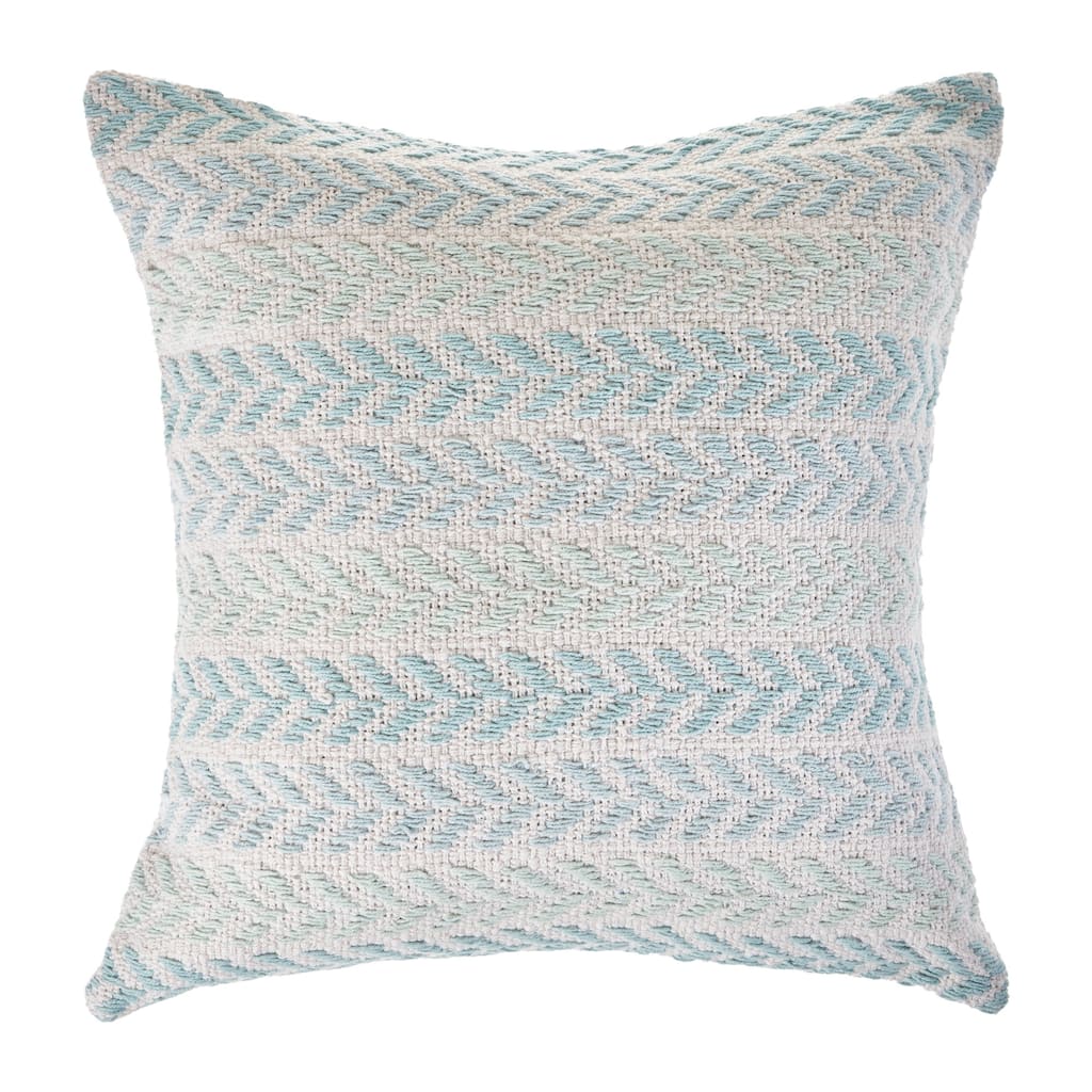 HomeRoots 18" X 18" Light Blue And White 100% Cotton Chevron Zippered Pillow