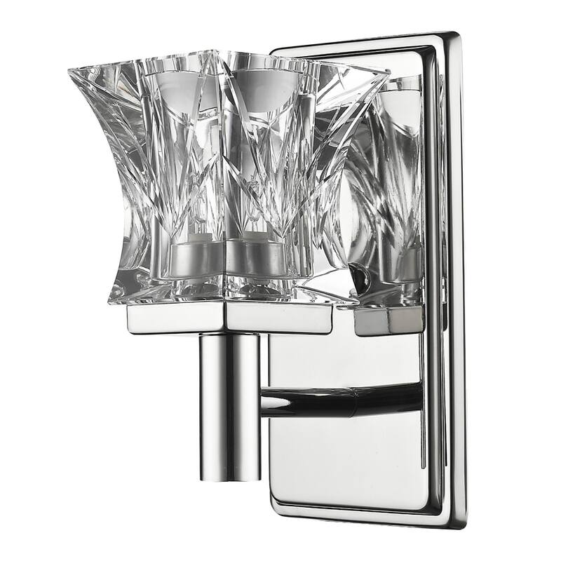 Hardwired Polished Nickel Wall Sconce Light with G9 LED Bulb and Crystal Shade Dimmable Indoor Fixture - 8" H x 4.5" W