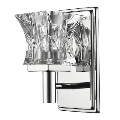 Hardwired Polished Nickel Wall Sconce Light with G9 LED Bulb and Crystal Shade Dimmable Indoor Fixture - 8" H x 4.5" W