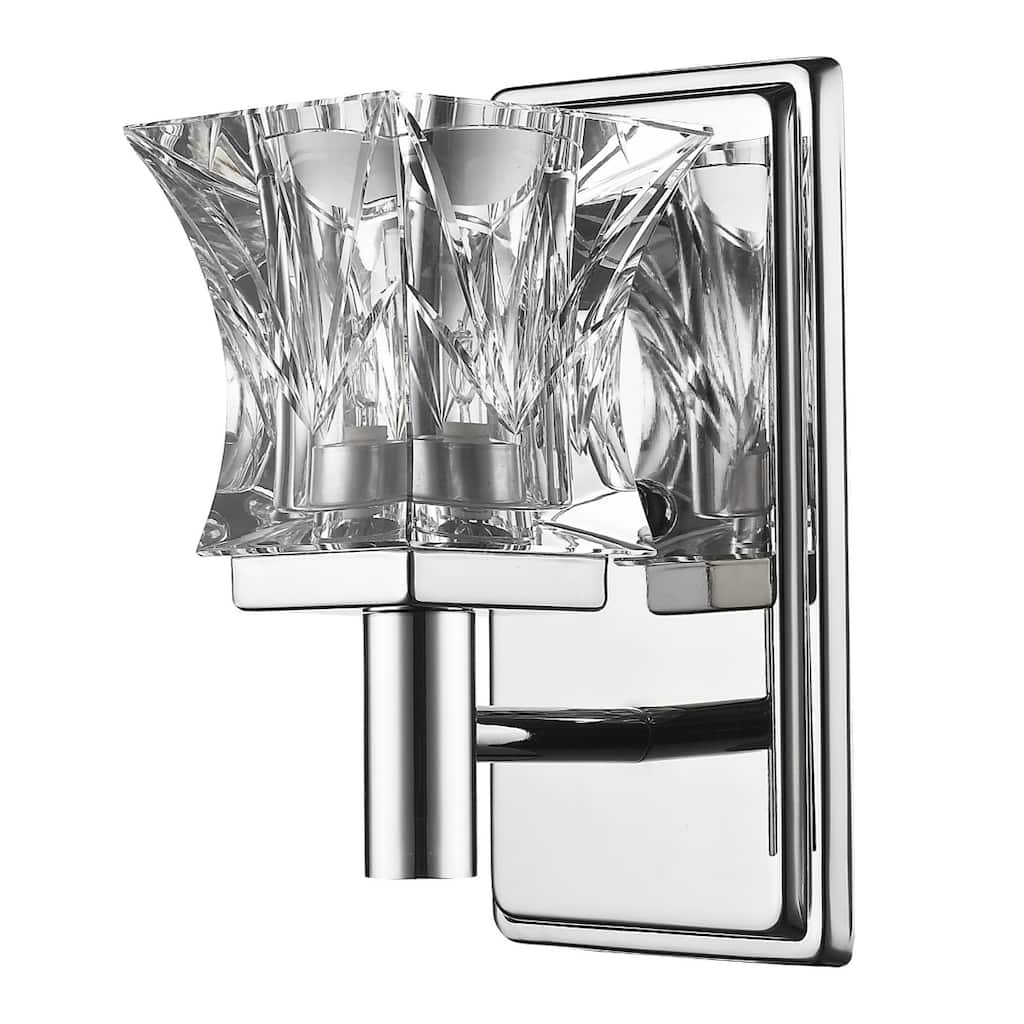 Hardwired Polished Nickel Wall Sconce Light with G9 LED Bulb and Crystal Shade Dimmable Indoor Fixture - 8" H x 4.5" W