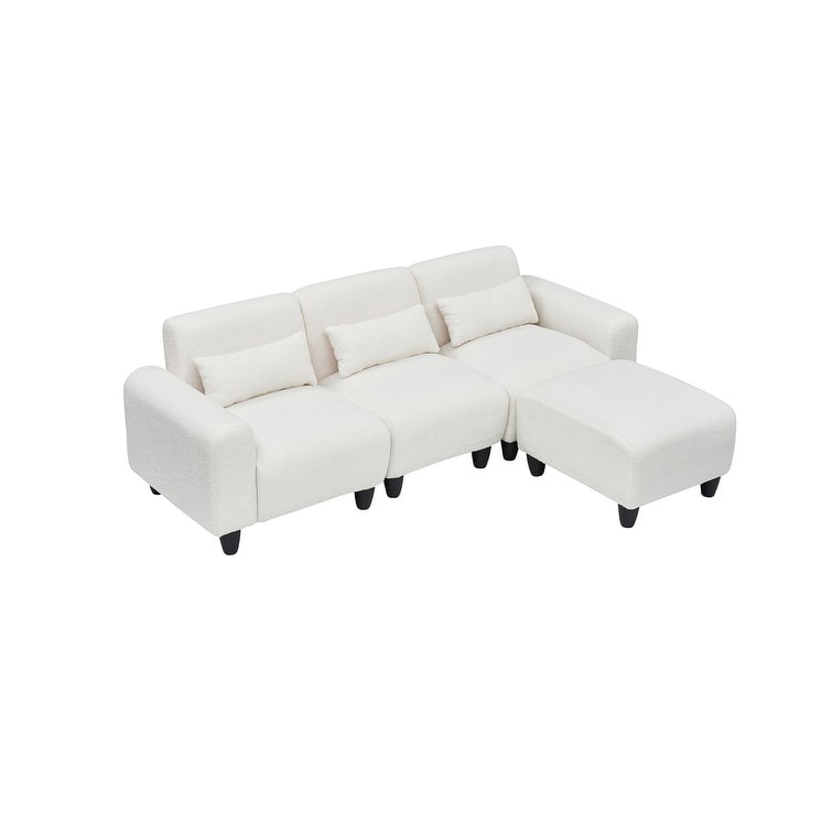 84.6" Teddy velvet L-shaped modular sofa